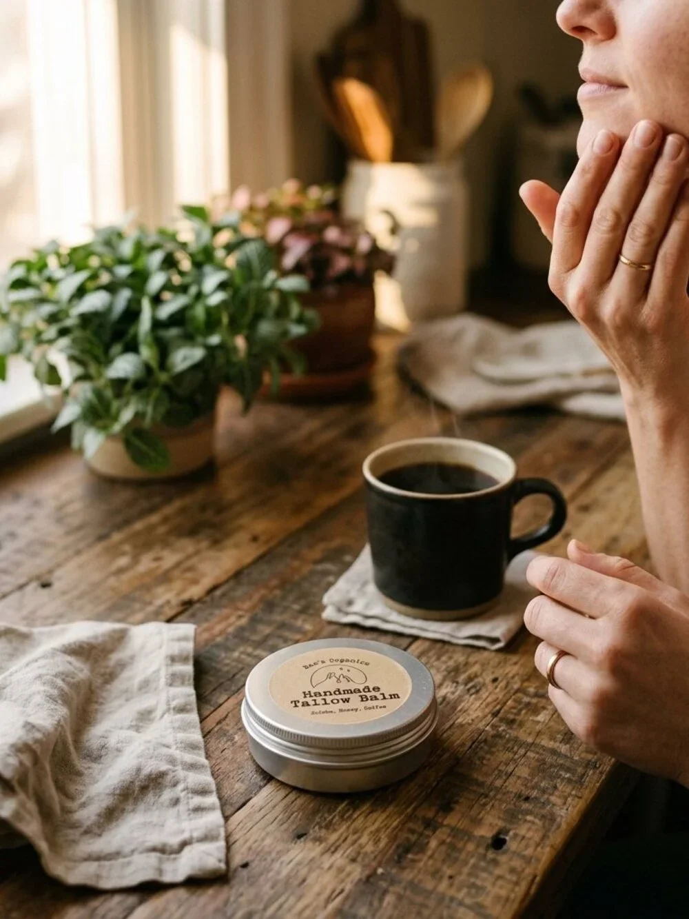 Organic Tallow Balm with Honey & Coffee | Grass-Fed Tallow Face Body Moisturizer